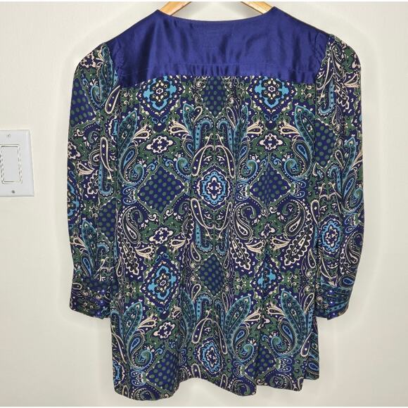 BANANA REPUBLIC Women's Blue & Multicolor Paisley Front Button Panel Blouse Sz S - Picture 6 of 8